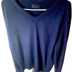 Blue Wool V-Neck Sweater